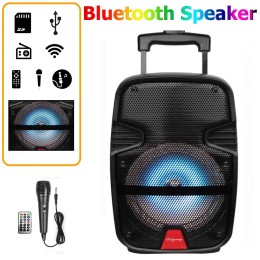 3000 Watts Wireless Portable Party Bluetooth Speaker With Microphone & Remote 8" Subwoofer High Quality Big Sound 