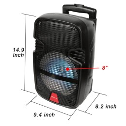 3000 Watts Wireless Portable Party Bluetooth Speaker With Microphone & Remote 8" Subwoofer High Quality Big Sound 