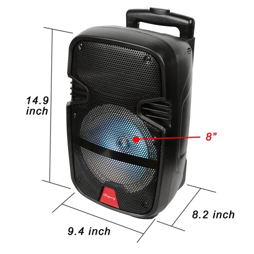 3000 Watts Wireless Portable Party Bluetooth Speaker With Microphone & Remote 8" Subwoofer High Quality Big Sound 