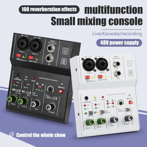 2 Channels Professional portable Audio Interface sound card console mini USB MIXER for Guitar Recording Studio Singing 