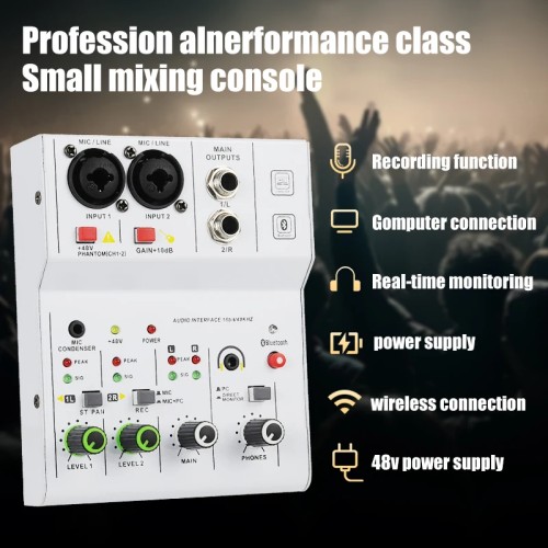 2 Channels Professional portable Audio Interface sound card console mini USB MIXER for Guitar Recording Studio Singing 
