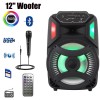Loud Portable Bluetooth Party Speaker 12" Sub woofer Sound System karaoke Dj Rechargeable Speaker RGB Right with Mic 