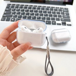 Clear Soft TPU Earphone Case for Airpods 4 3 2 1 Pro Pro2 Shockproof with Lanyard Strap for Airpods 4 Charging Case Cover 