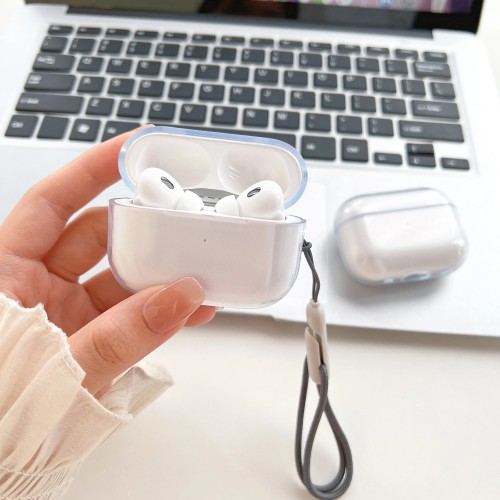 Clear Soft TPU Earphone Case for Airpods 4 3 2 1 Pro Pro2 Shockproof with Lanyard Strap for Airpods 4 Charging Case Cover 