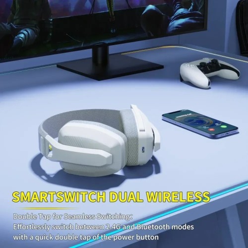 BINNUNE BW06 2.4GHz Bluetooth Headsets Gamer with Mic Wireless Gaming Headphone with Microphone for PS5 PS4 PC Mac Playstation