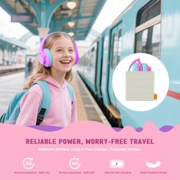 Kids ANC Wireless Over Ear Bluetooth Headphones Noise Cancelling Headphones & Hearing Protection for Travel/School Girls Gift 