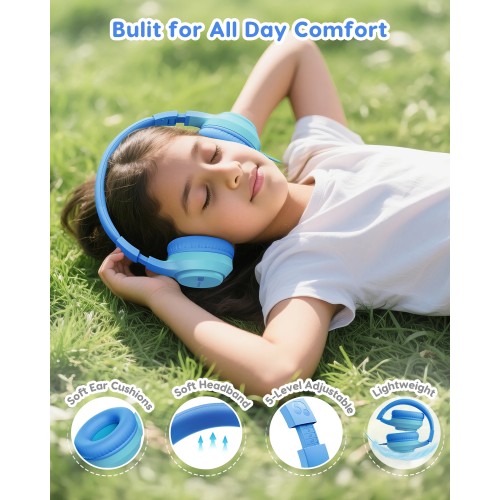 AWATRUE HK07 Kids Wired Headphones Stereo Sound Earphone with Mic Music Study Headset Limited Volume 74dB/85dB for Children 