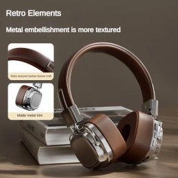 2024 New CR-8 Classic Over Ear Headsets Studio Dj Stereo Bluetooth5.3 Wireless Retro Headphones Touch Control Type C Earphones 