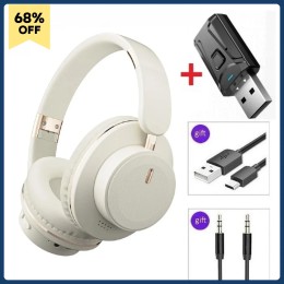 Wireless TV Headphones Bluetooth 5.3 USB Adaptor Stereo endurance 12 hours Headset Foldable Helmet Earbuds with Mic for PC Music