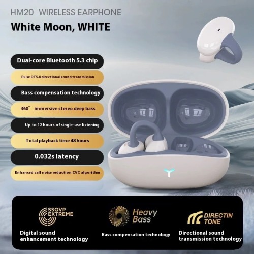 Clip-On Earbuds Open Ear Headphones Wireless Bluetooth Ear Buds -in Microphone, Lightweight Comfort, Stable Fit Earphones for Ru 