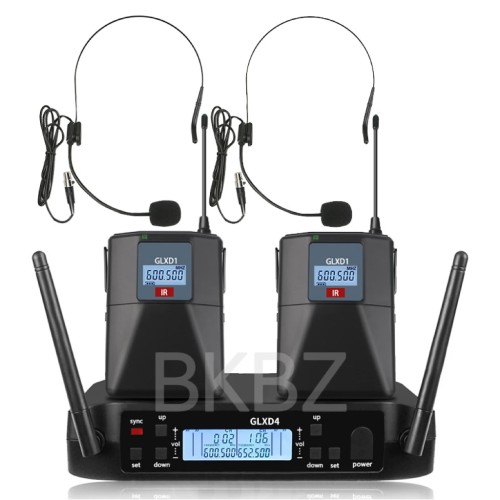 G58 600-699MHz Headset Profressional Wireless Microphone System Automatic Scan 2 Channels Bodypack Transmitter Stage Performance 