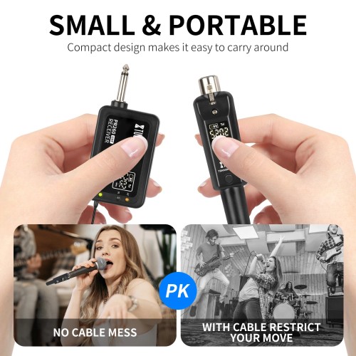 XTUGA Mini Wireless Microphones Professional Converter XLR Rechargeable Transmitter Receiver For Dynamic Condenser Microphone 