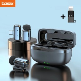 Wireless Lavalier Microphone With Charging case Lapel Microphones Set  Video Recording Mini Mic For Phone Android Live Broadcast 