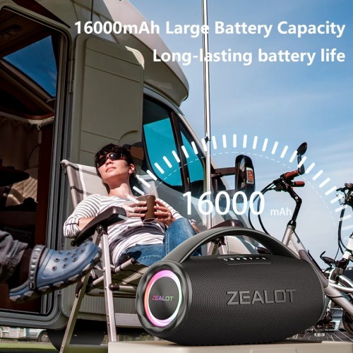ZEALOT S97 80W Wireless speaker, Outdoor Portable Subwoofer Speaker, Hifi Sound quality,Dual Pairing, Fast Charging,16000mAh. 