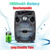 1100W Portable Bluetooth Party Speaker 8" Subwoofer w/Stand Sound System Dj Karaoke RGB Light Rechargeable Speaker with Mic