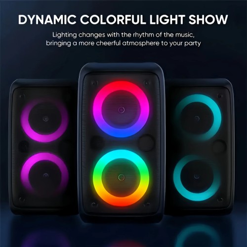Karaoke Radio FM Bluetooth Speaker Portable Wireless With Microphone Lamp Machine Caixa De Som Sound Box Music Subwoofer LED TWS 