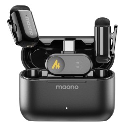 MAONO T1mini Wireless Lapel Microphone for Phone-Noise Cancellation Auto Clipping Function App Setting Audio Video Recording Mic 