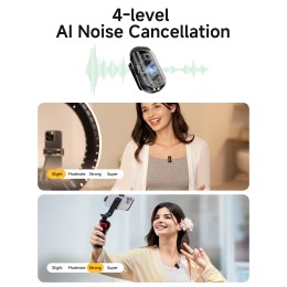 MAONO T1mini Wireless Lapel Microphone for Phone-Noise Cancellation Auto Clipping Function App Setting Audio Video Recording Mic 
