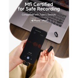 MAONO T1mini Wireless Lapel Microphone for Phone-Noise Cancellation Auto Clipping Function App Setting Audio Video Recording Mic 