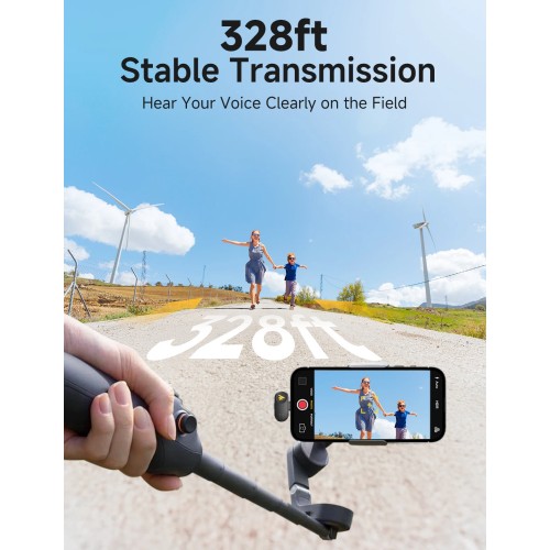 MAONO T1mini Wireless Lapel Microphone for Phone-Noise Cancellation Auto Clipping Function App Setting Audio Video Recording Mic 