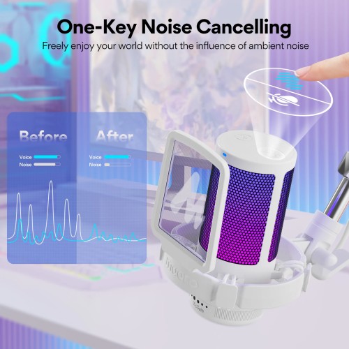 Maono Gamerwave DGM20S USB Microphone Gaming Mic Condenser Mic RGB Mic Noise Canceling Mic with Mic Gain,RGB Light,One key mute 
