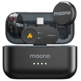 Maono Wave T5 Wireless Lapel Microphone Mini Voice Filter Noise Cancellation for Video Recording Streaming fit for Phones Camera 