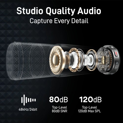 Maono Wave T5 Wireless Lapel Microphone Mini Voice Filter Noise Cancellation for Video Recording Streaming fit for Phones Camera 