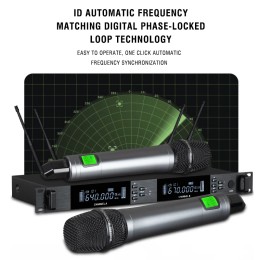 Professional Wireless Microphone  UHF Karaoke One Drag Two KTV Stage Wedding Performance Conference Microphone 