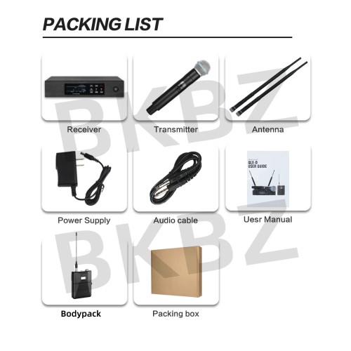 QLXD4-B58-Fullset 500MHz/600MHz Professional Wireless Microphone UHF Handheld Headset Mic Stage Performance Party Karaoke 