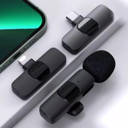 Lavalier Microphone Wireless Audio Recording Mic Type-C Charging Portable Noise Canceling Microphone for iPhone PC Tablet Camera 