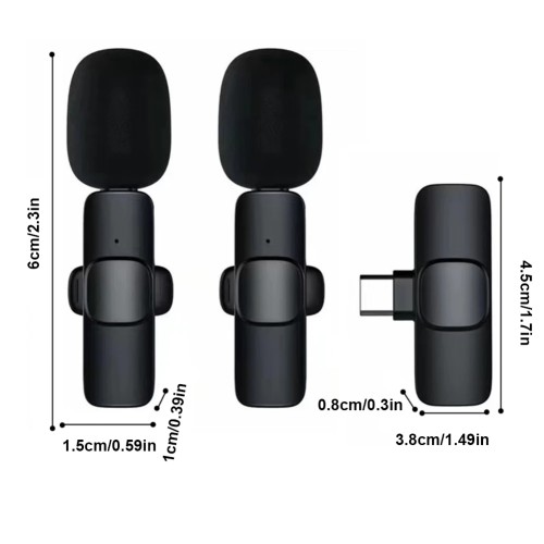 Lavalier Microphone Wireless Audio Recording Mic Type-C Charging Portable Noise Canceling Microphone for iPhone PC Tablet Camera 