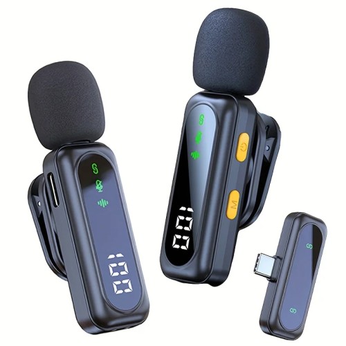 Professional Wireless Lavalier Microphone System with Intelligent Noise Cancellation Lapel Mic For Vlog&Interviews&Conferences 