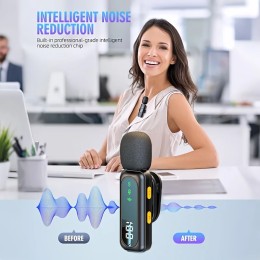 Professional Wireless Lavalier Microphone System with Intelligent Noise Cancellation Lapel Mic For Vlog&Interviews&Conferences 