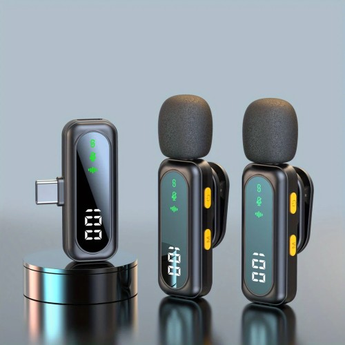 Professional Wireless Lavalier Microphone System with Intelligent Noise Cancellation Lapel Mic For Vlog&Interviews&Conferences 
