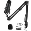 Haomuren Professional USB Streaming Podcast PC Microphone Studio Cardioid Condenser Mic Kit with Boom Arm For Recording YouTube 