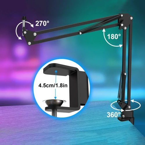 Haomuren Professional USB Streaming Podcast PC Microphone Studio Cardioid Condenser Mic Kit with Boom Arm For Recording YouTube 