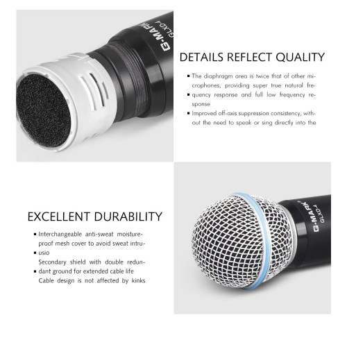 Microphone Wireless G-MARK GLXD4 Professional UHF System Handheld Mic For Stage Speech Wedding Show Band Home Party Church
