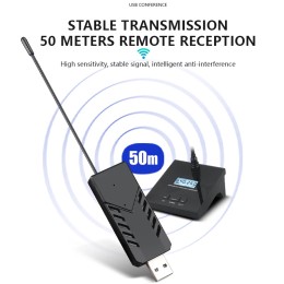 Wireless USB one-to-two gooseneck conference microphones 6RAMS 902585 for broadcasting, gaming, online classes and professional 