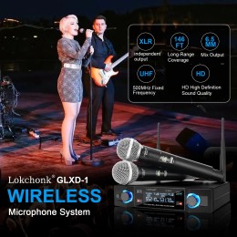 GLXD2 Professional Wireless Microphone System Dual Channel UHF Fixed Frequency Cordless Handheld Dynamic Mic For Karaoke Party 