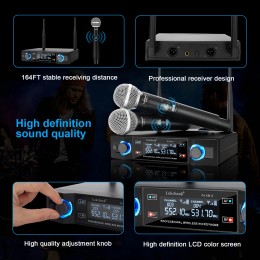 GLXD2 Professional Wireless Microphone System Dual Channel UHF Fixed Frequency Cordless Handheld Dynamic Mic For Karaoke Party 
