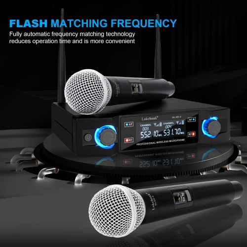 GLXD2 Professional Wireless Microphone System Dual Channel UHF Fixed Frequency Cordless Handheld Dynamic Mic For Karaoke Party 