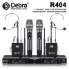 Debra R404 UHF Professional Wireless Microphone System with Conference/Lavalier/Headset Microphone for Stage, Host, Church 