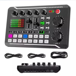 DJ Equipment Microphone Sound Card Console Studio Sound Card Kit Cable Phone Mixing Computer Live Voice Mixer F998 Sound Card 