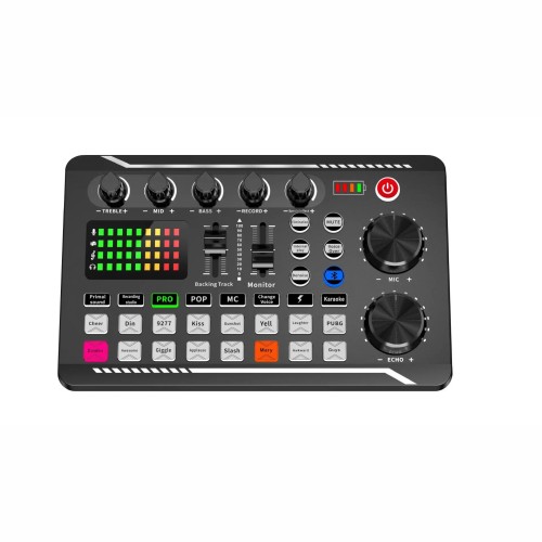 DJ Equipment Microphone Sound Card Console Studio Sound Card Kit Cable Phone Mixing Computer Live Voice Mixer F998 Sound Card 