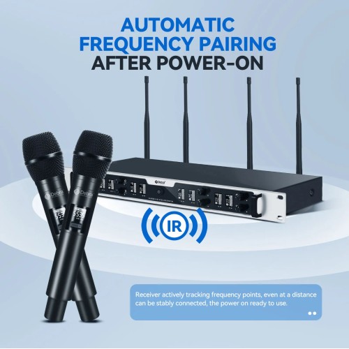 Debra DU8008 Wireless Handheld Microphone System, UHF 8-channel, Lavalier, Headset, Conference Microphone for Hosting, Karaoke 