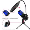 ME4 RGB Condenser Microphone USB Wired Desktop Tripod MIC For Recording Live Gaming Video Noise Reduction Conference Microphone 