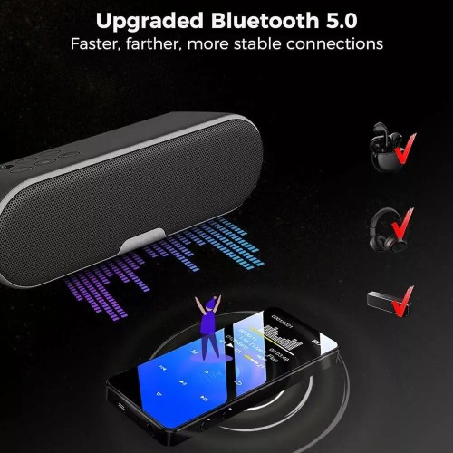 MP3 Player Bluetooth 5.0 MP4 Player HiFi Lossless Music Player Portable Audio Walkman With FM/E-book/Recorder/Mp3