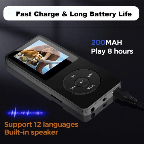 Portable Bluetooth MP3 Player HIFI Music Speakers MP4 Media FM Radio Recorder USB Charging Pocket Sports Running Music Play 