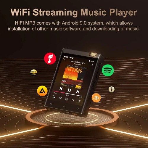 Hi-Fi MP3 Player with Bluetooth and WiFi, Oilsky Lossless DSD High-Resolution Digital Audio with 64GB Memory Card up to 1TB 