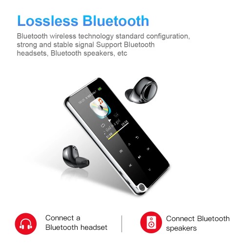 4-128GB Bluetooth Touch MP3 Player,1.8inch Color Screen Support TF Card/Fm Radio/Voice Recorder, Lossless HIFI Muisc Player MP4 